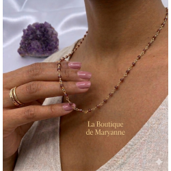 Collier perles de cristal rose