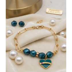 Bracelet chaîne dorée et...